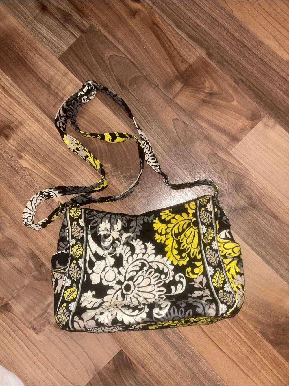 Vera Bradley Floral Quilted Crossbody Bag - Black, Yellow, White